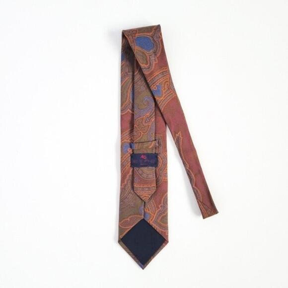 NEW Etro Tie Italian Silk Paisley Necktie NWOT Brown Green Orange Mens - Picture 7 of 9